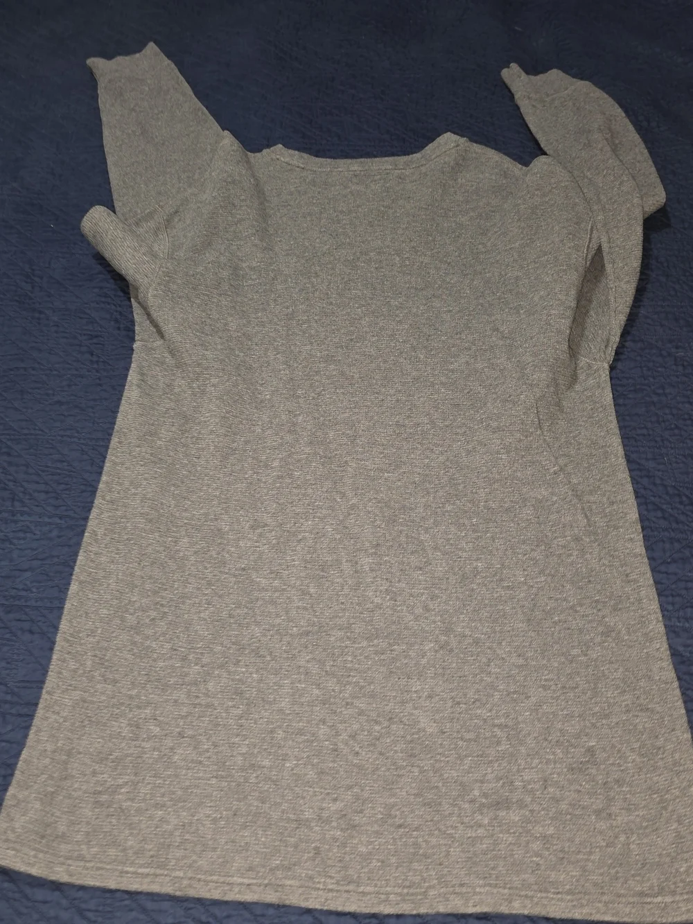 2XL VINTAGE Champion Men's Long Sleeve WAFFLE THERMAL Gray White Emblem